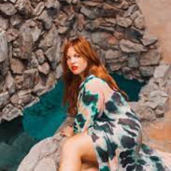 Sukiso Women's Goddess Kimono in Tan Teal Tie Dye - Picture 3 of 14